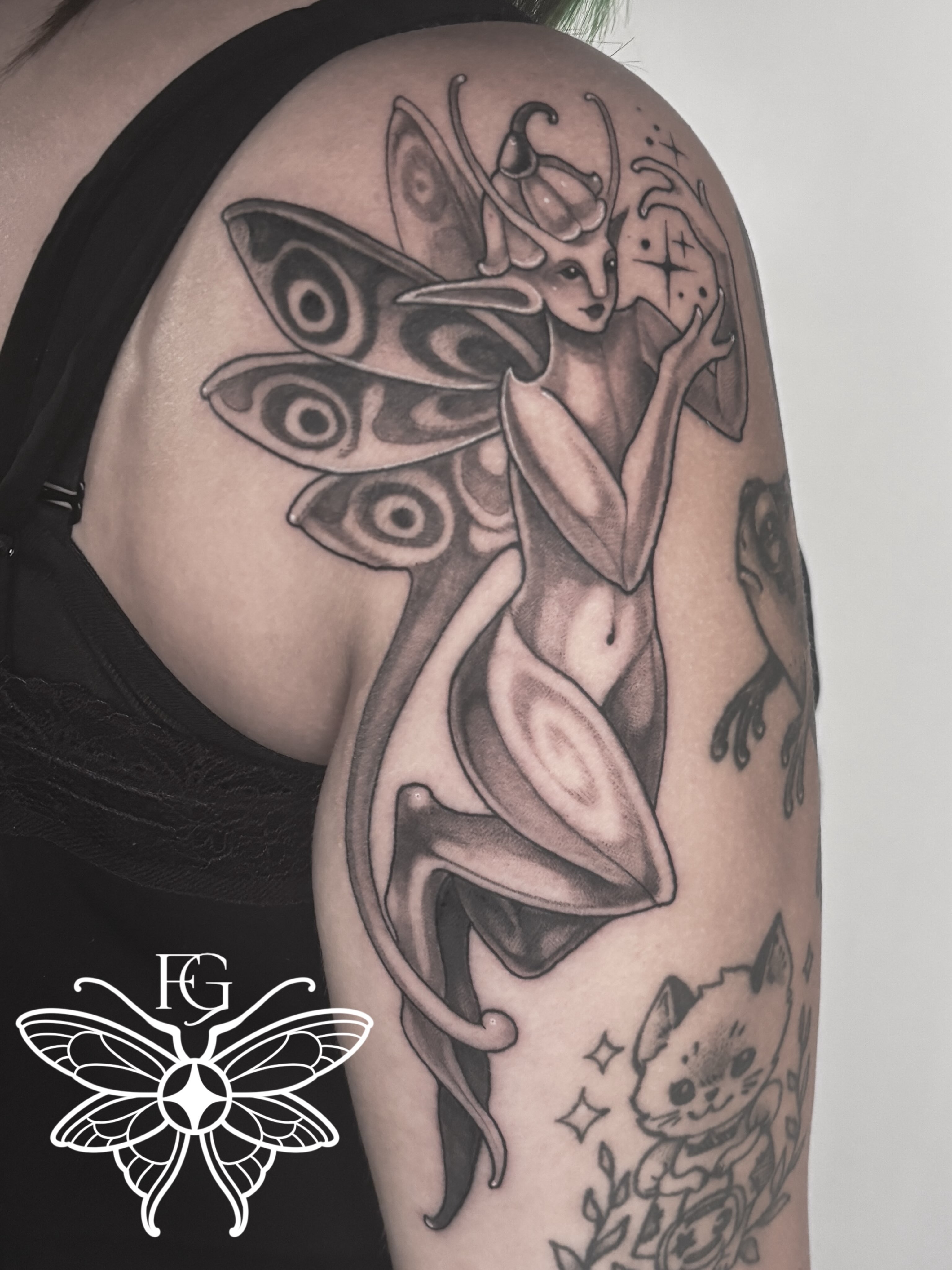 Tattoo by @fairygremlinn — black_and_grey, realism