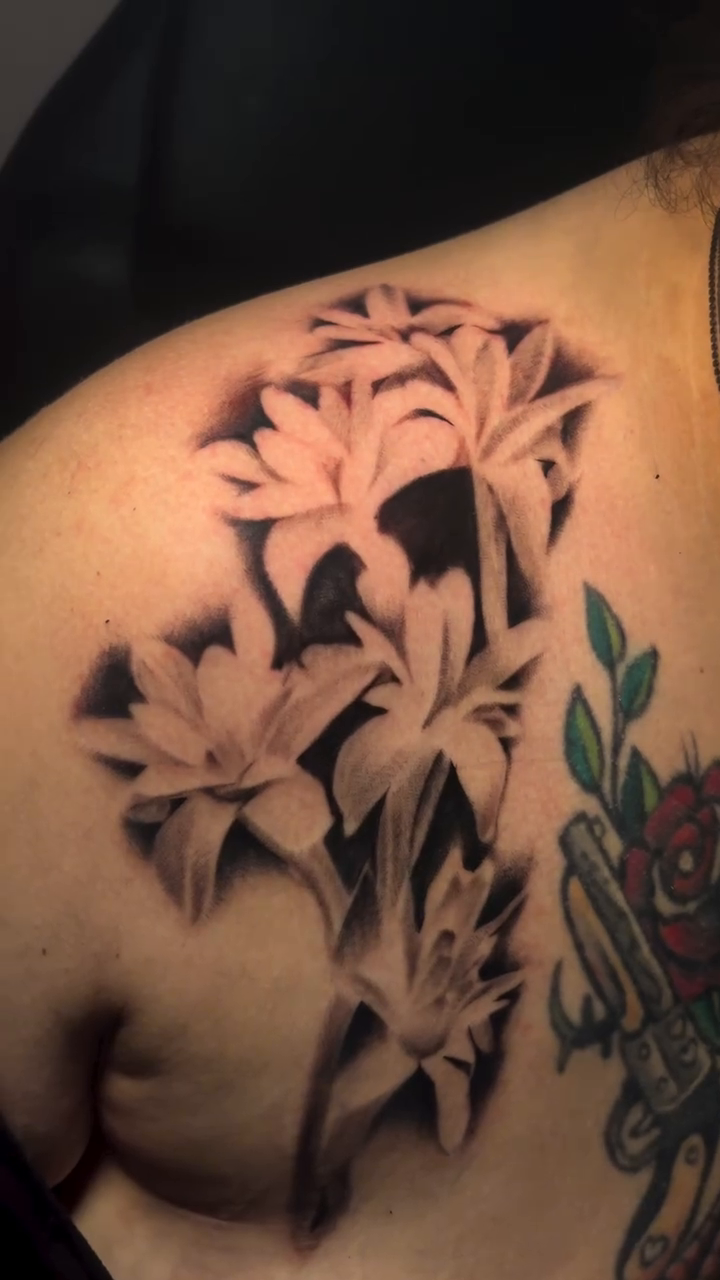 Tattoo by @therealtatbrat — black_and_grey, realism