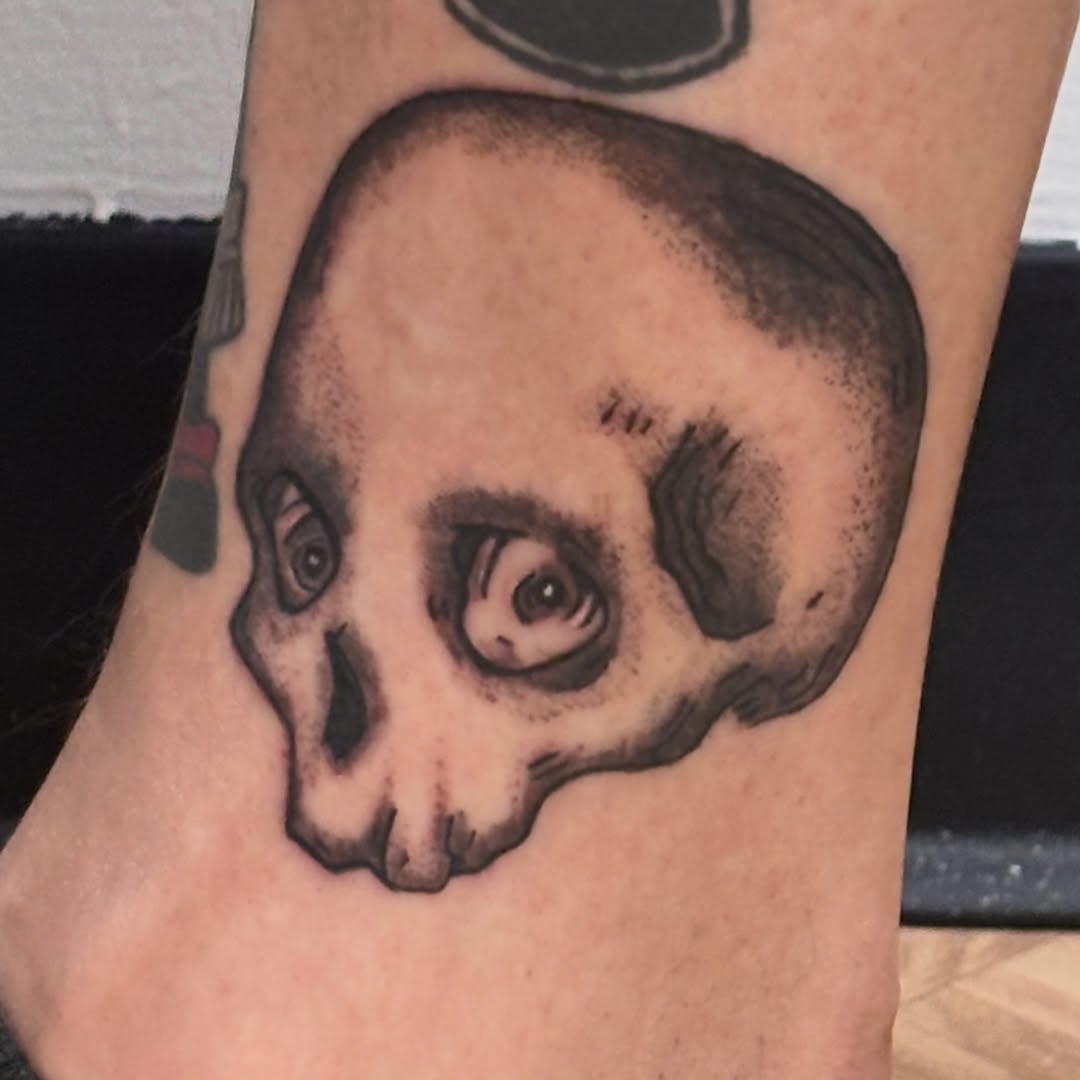 Tattoo by @clubskunktattoo — black_and_grey, dark_realism