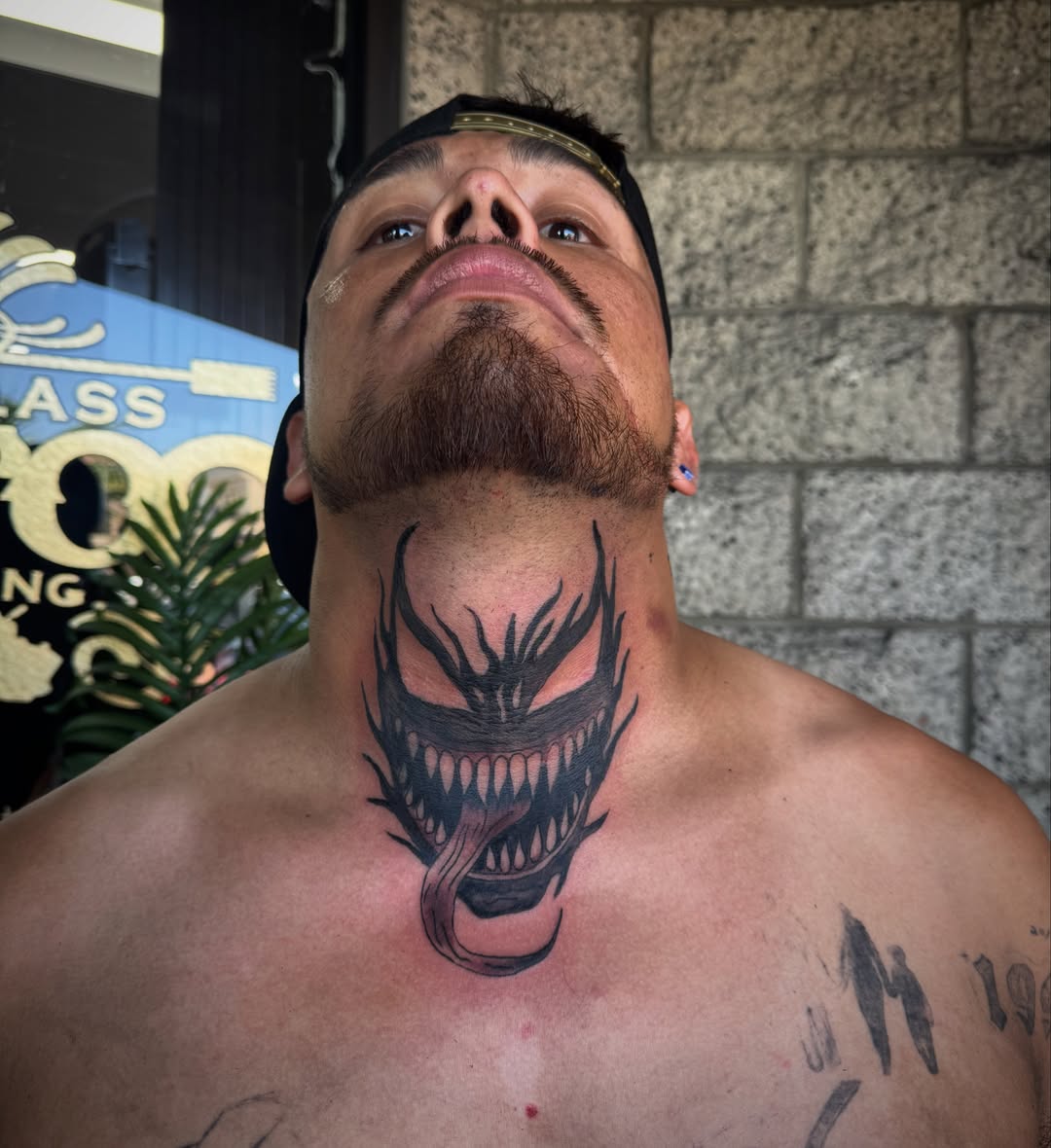 Fangs and teeth dark realism tattoo on the neck by LeLe