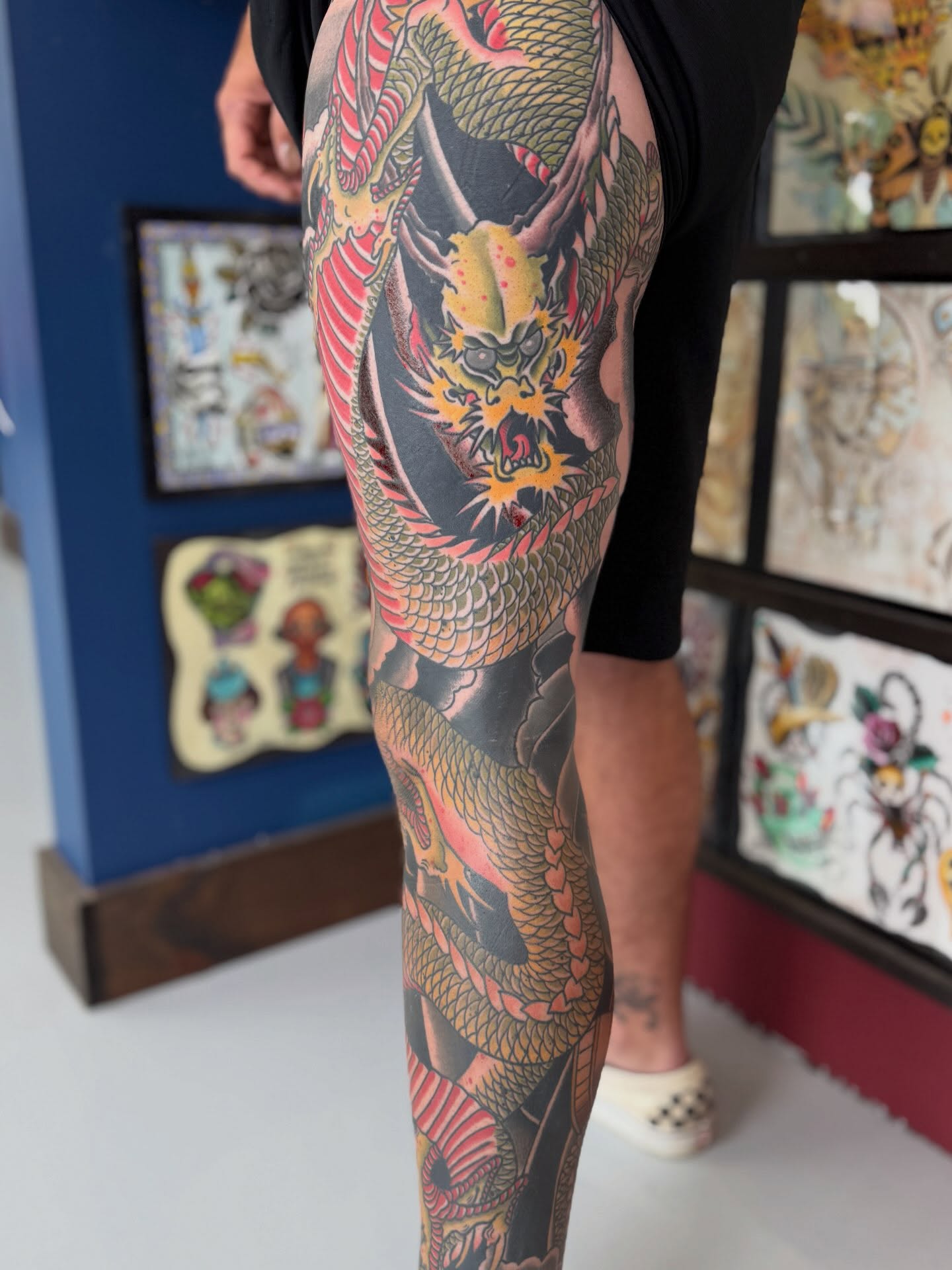 Dragon japanese irezumi tattoo on the leg by Trent Parsley