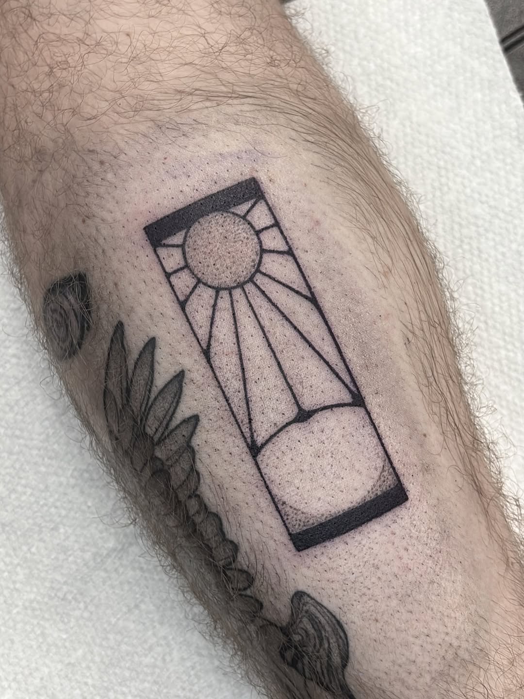 Tattoo by @harleetattoos — black_and_grey, geometric