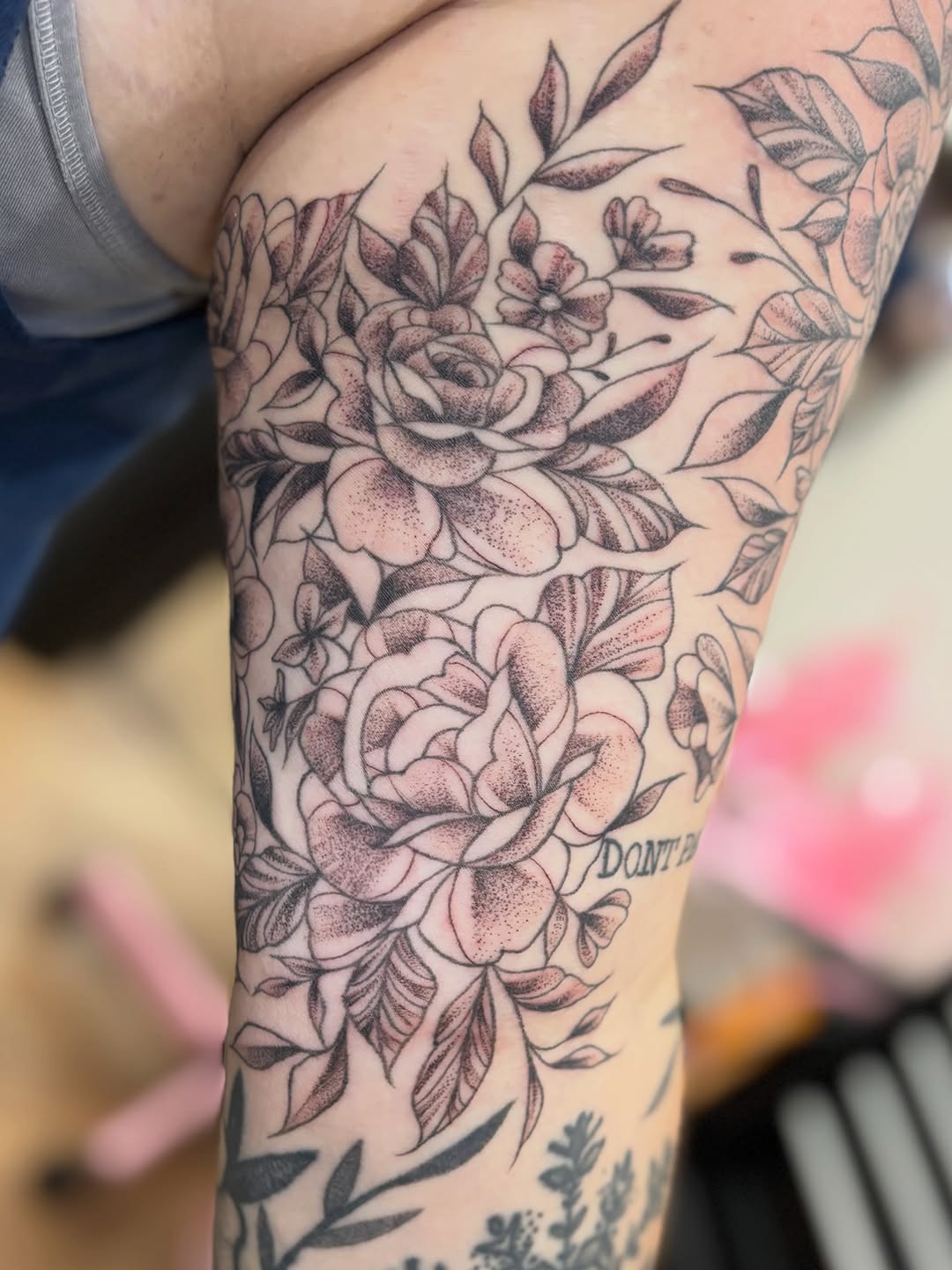 Tattoo by @athenaartistrytattoostudio — dotwork, black_and_grey