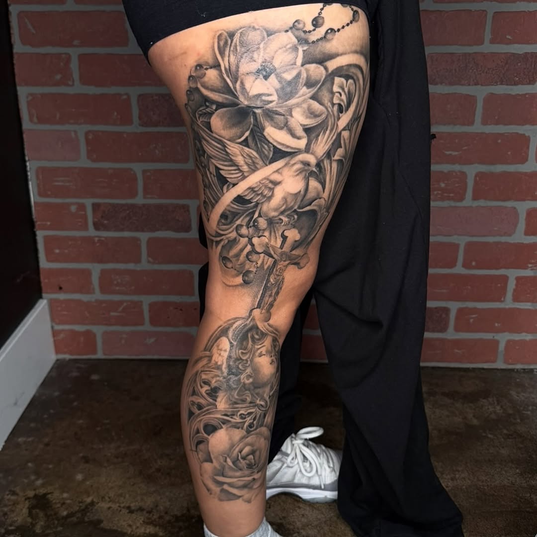 Tattoo by @jocelyntattoos — black_and_grey, realism