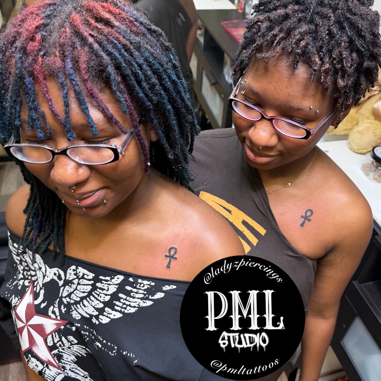 Ankh symbol black and grey tattoo on the shoulder by PMLSTUDIO ✡️ Atlanta Licensed Artist, Decatur, Georgia