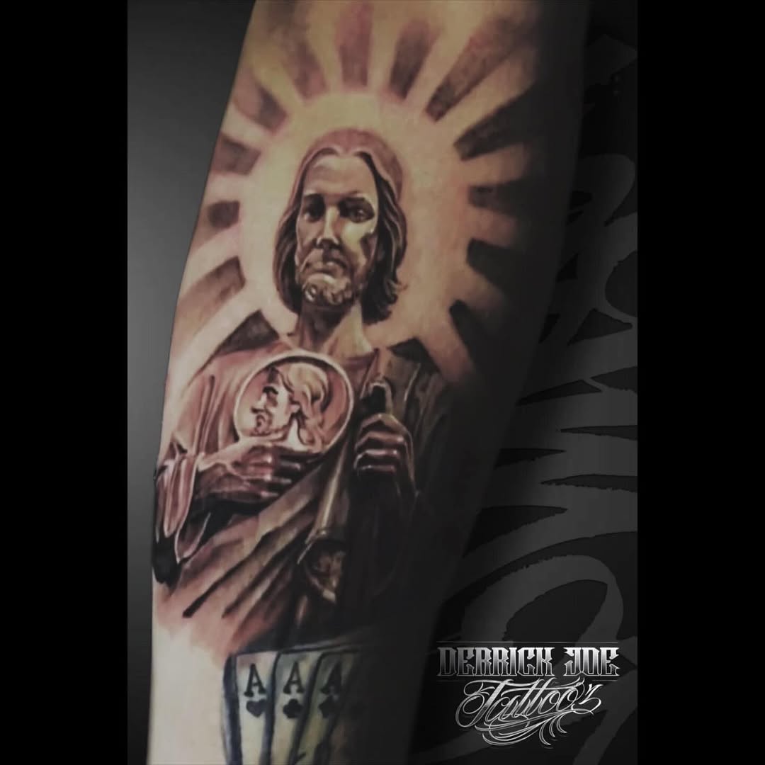 Tattoo by @derrickjoetattooz — realism, black_and_grey