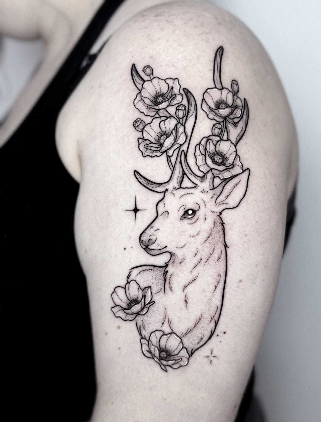 Tattoo by @whimsical_tattoos — fine_line, black_and_grey
