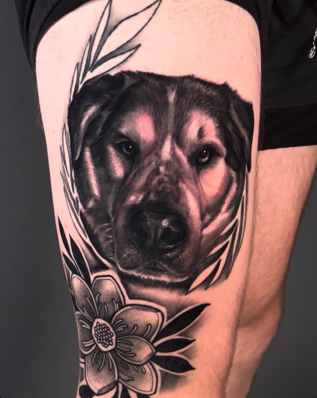 Tattoo by @lindseylanetattoos — realism, black_and_grey
