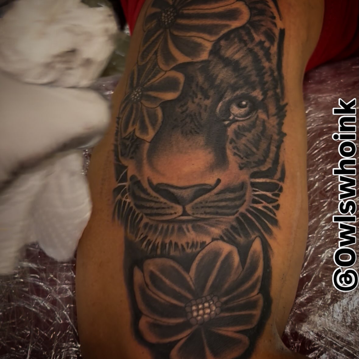 Tattoo by @owlswhoink — black_and_grey, realism