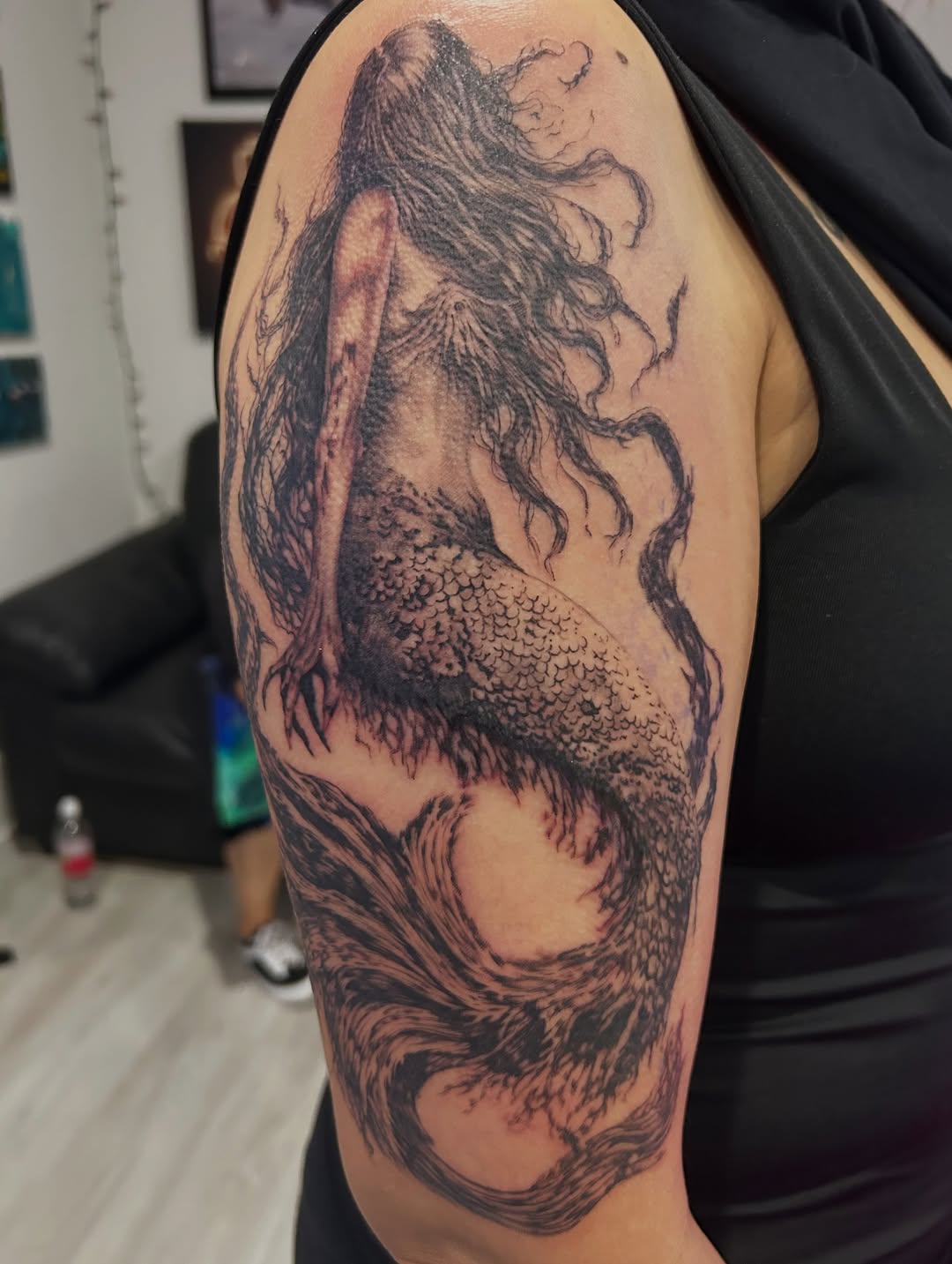 Tattoo by @jbtattooartistry — black_and_grey, dark_realism