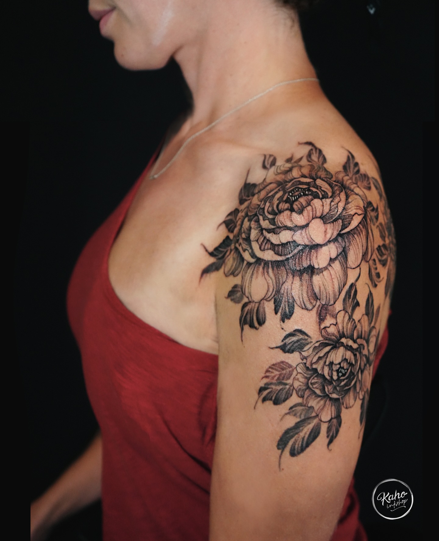 Tattoo by @kahoinkshop — black_and_grey, realism