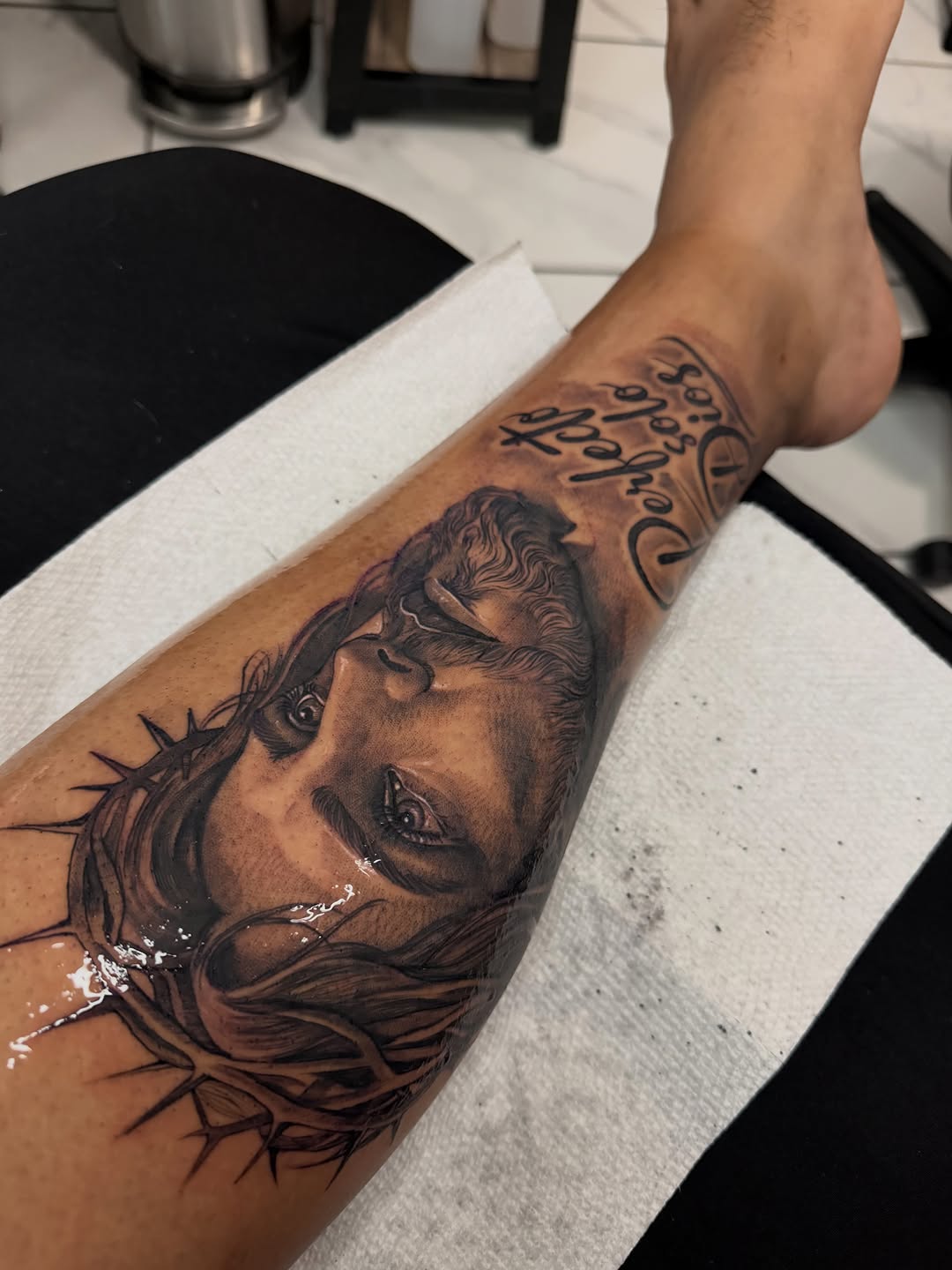 Tattoo by @ag_inks — realism, lettering_script