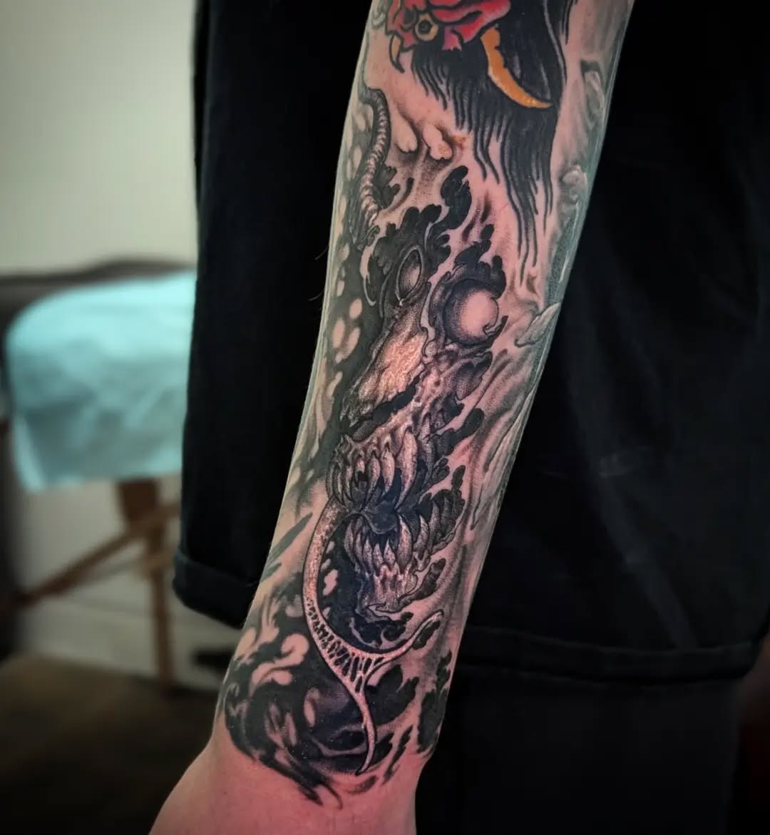 Tattoo by @loreleitattoos — japanese_irezumi, black_and_grey