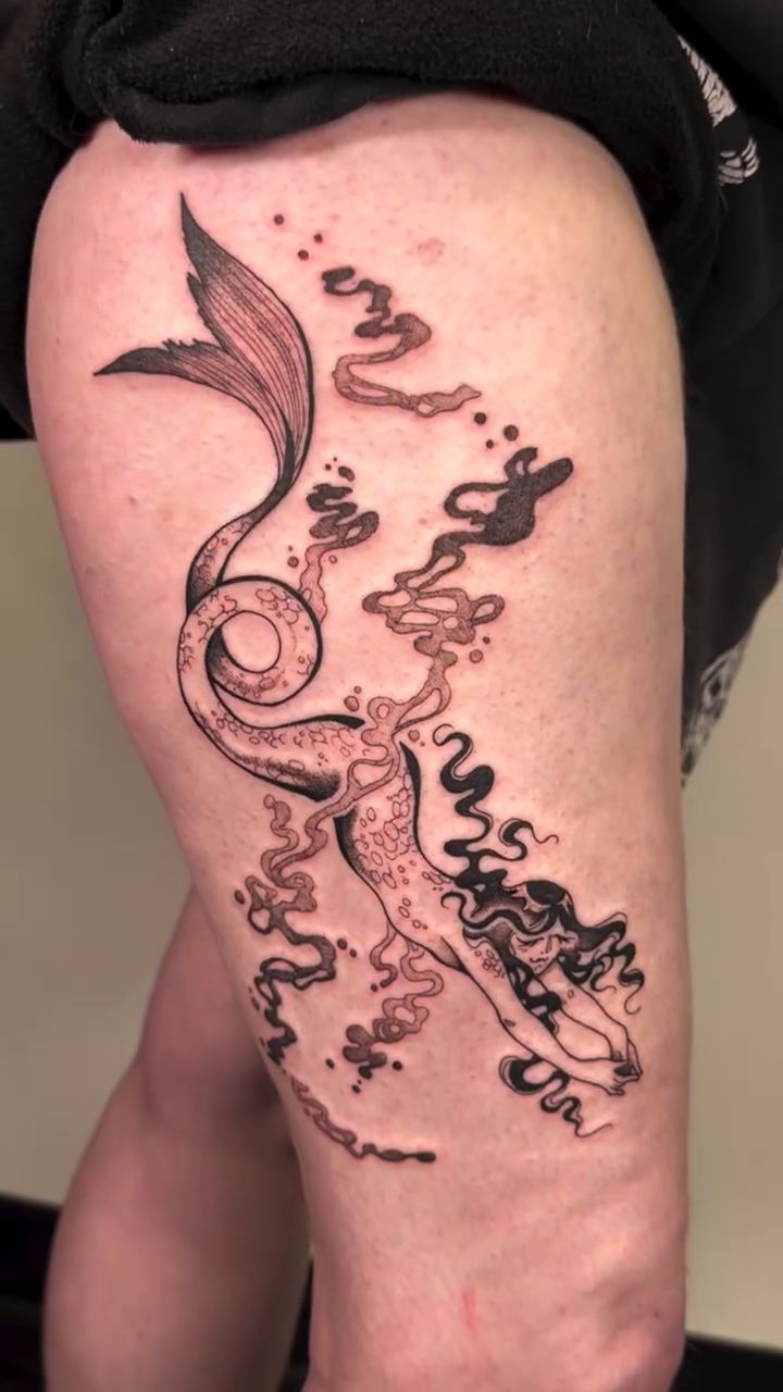 Tattoo by @thetattoolizard — black_and_grey, fine_line