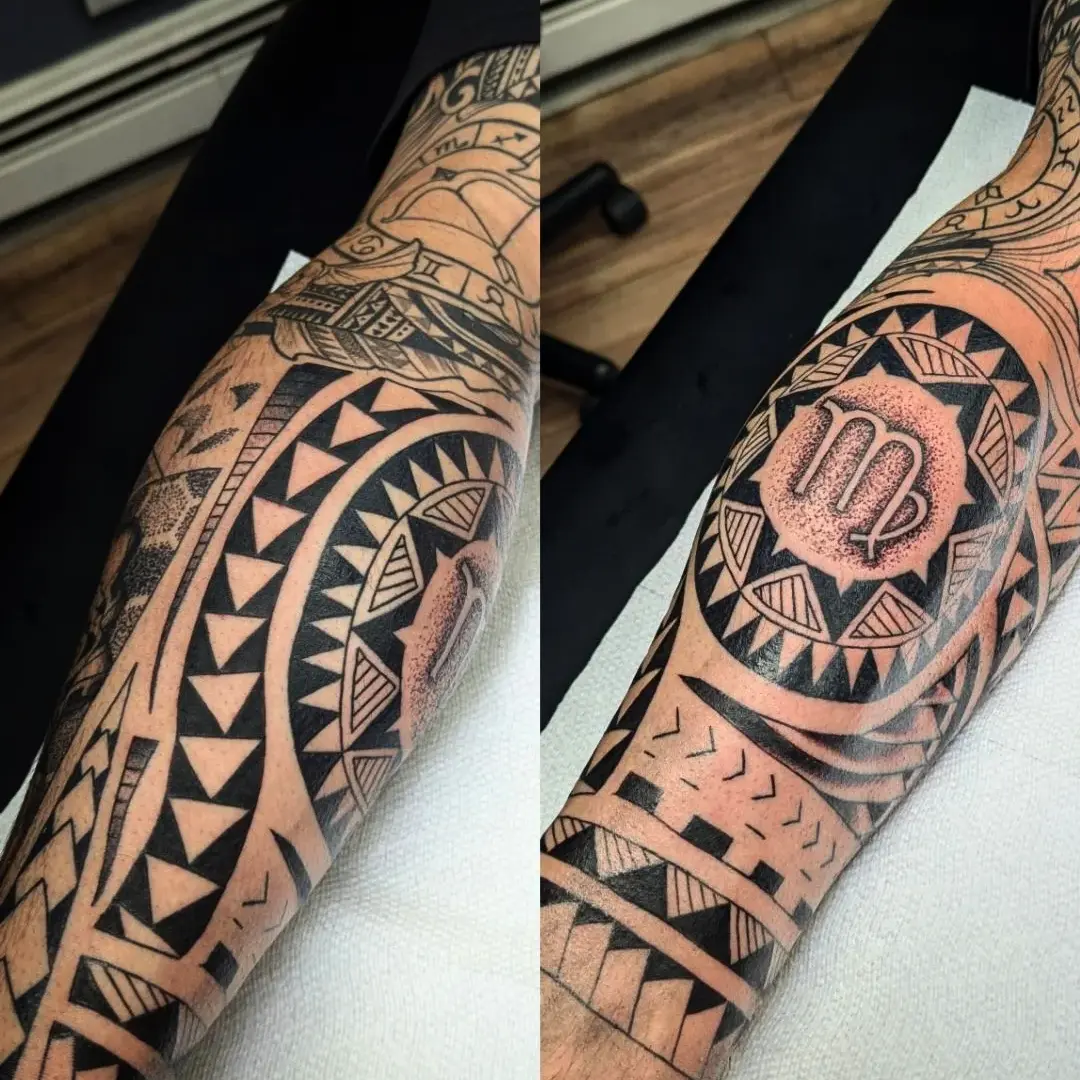 Tribal pattern tribal tattoo on the forearm by joseph palladino
