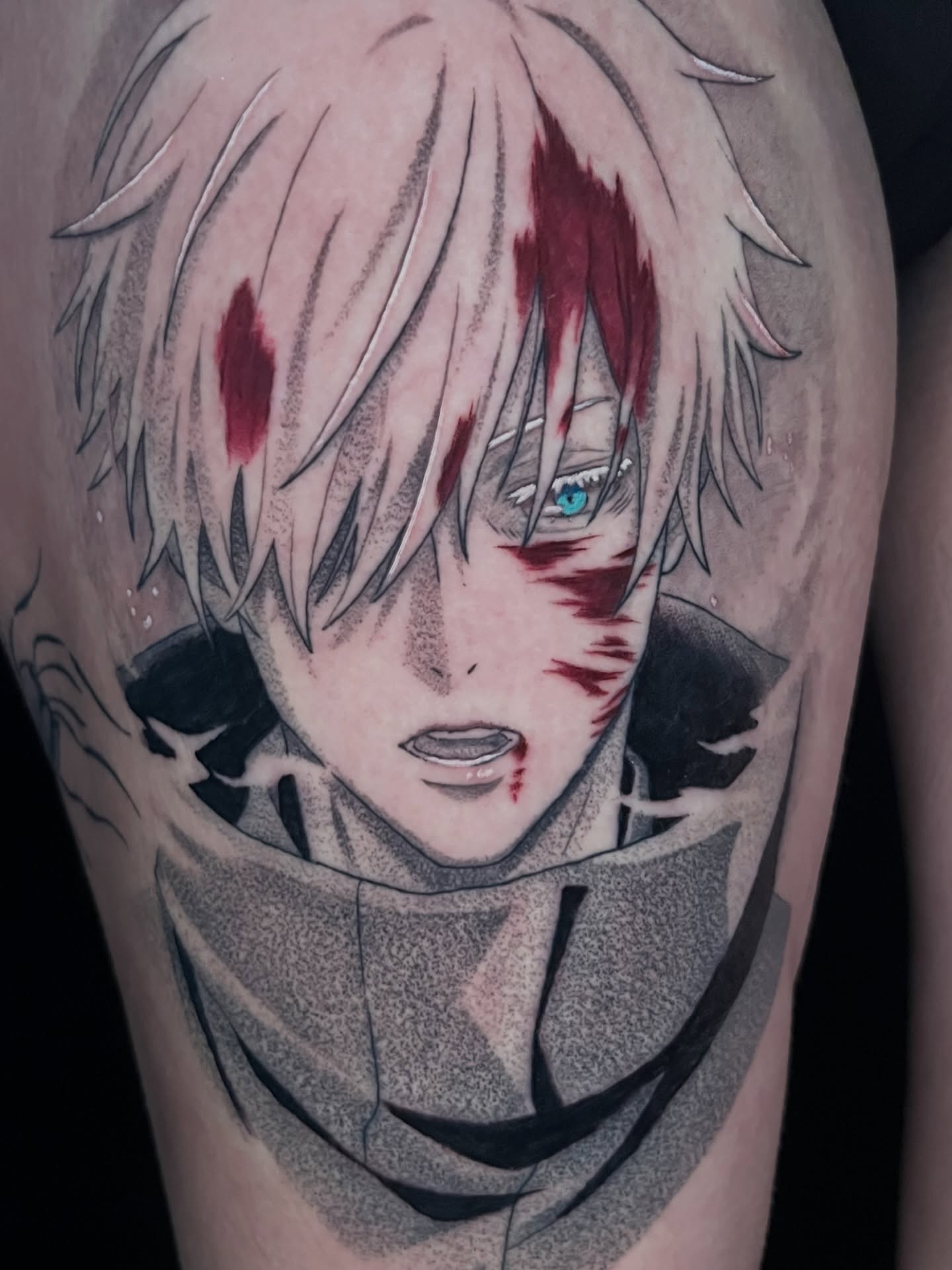 Anime character anime tattoo on the thigh by Odi ✮⋆˙, Las Vegas, Nevada