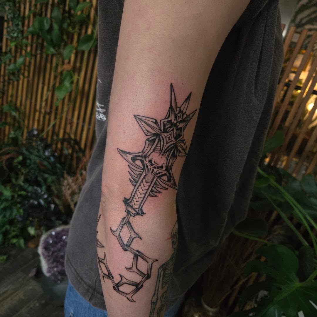 Tattoo by @alexandraathenstattoo — black_and_grey, dark_realism