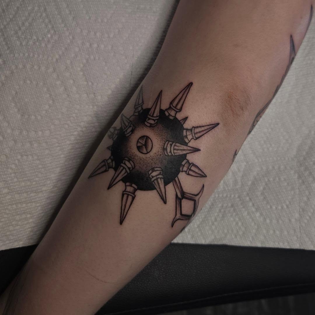 Tattoo by @alexandraathenstattoo — black_and_grey, geometric