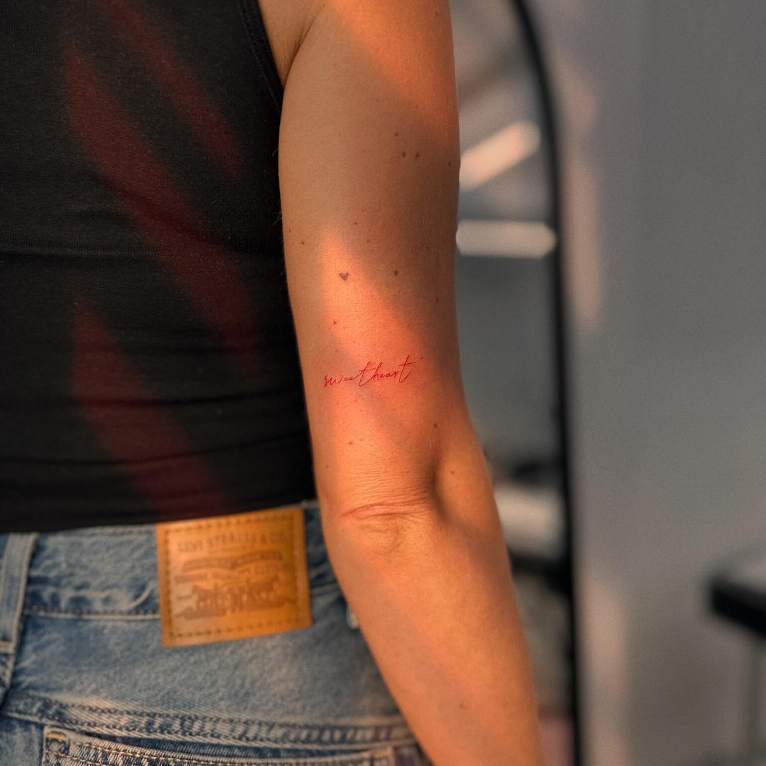 Script lettering lettering script tattoo on the forearm by Ellie