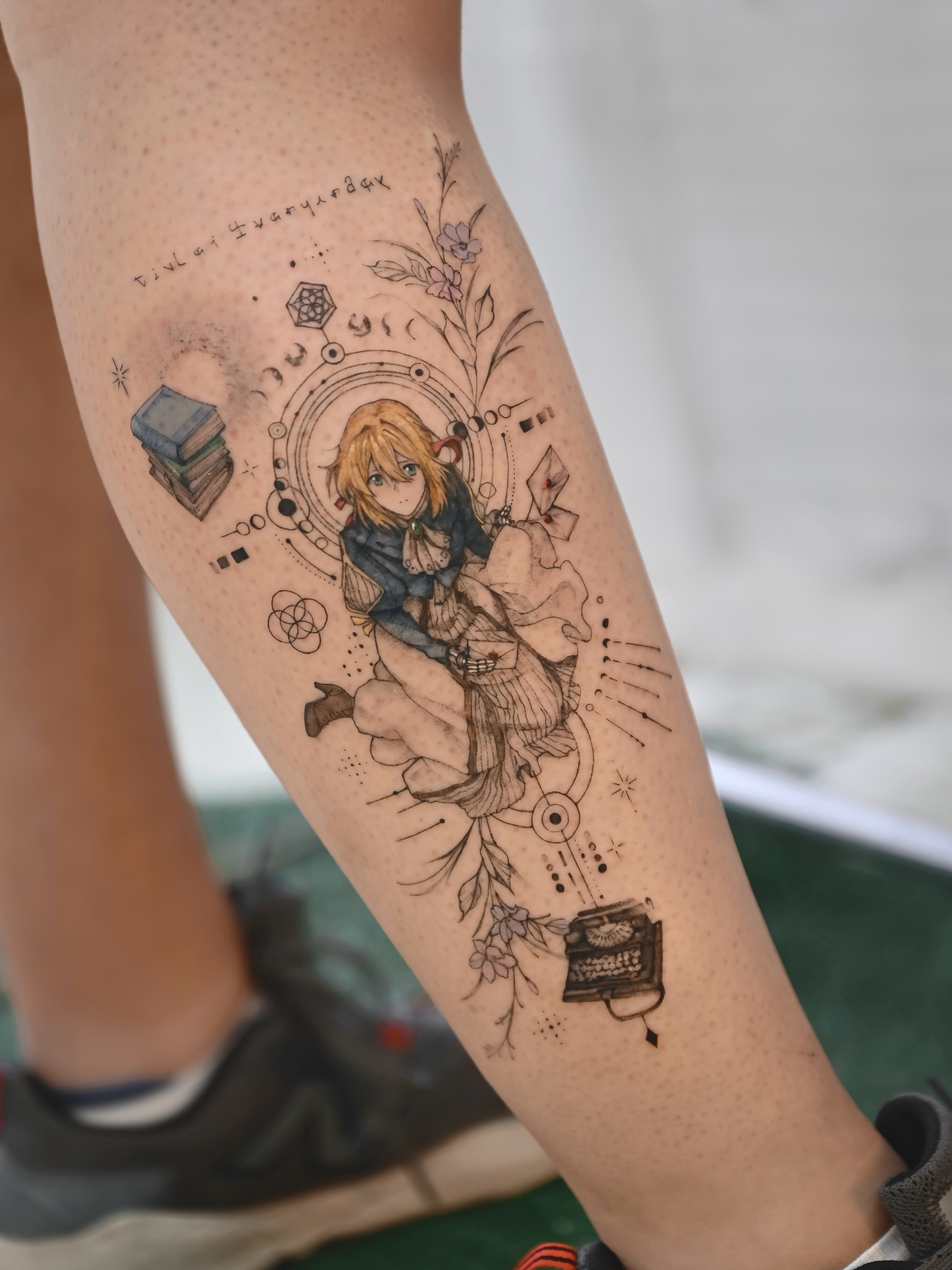 Tattoo by @kimi_tattooist — anime, dotwork