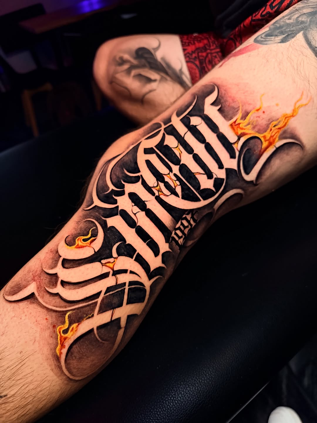 Tattoo by @stillballin6_ — lettering_script, blackwork