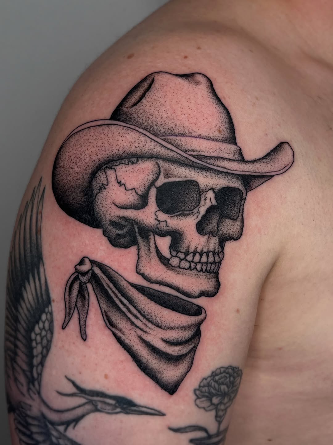 Tattoo by @goatnap — black_and_grey, dotwork