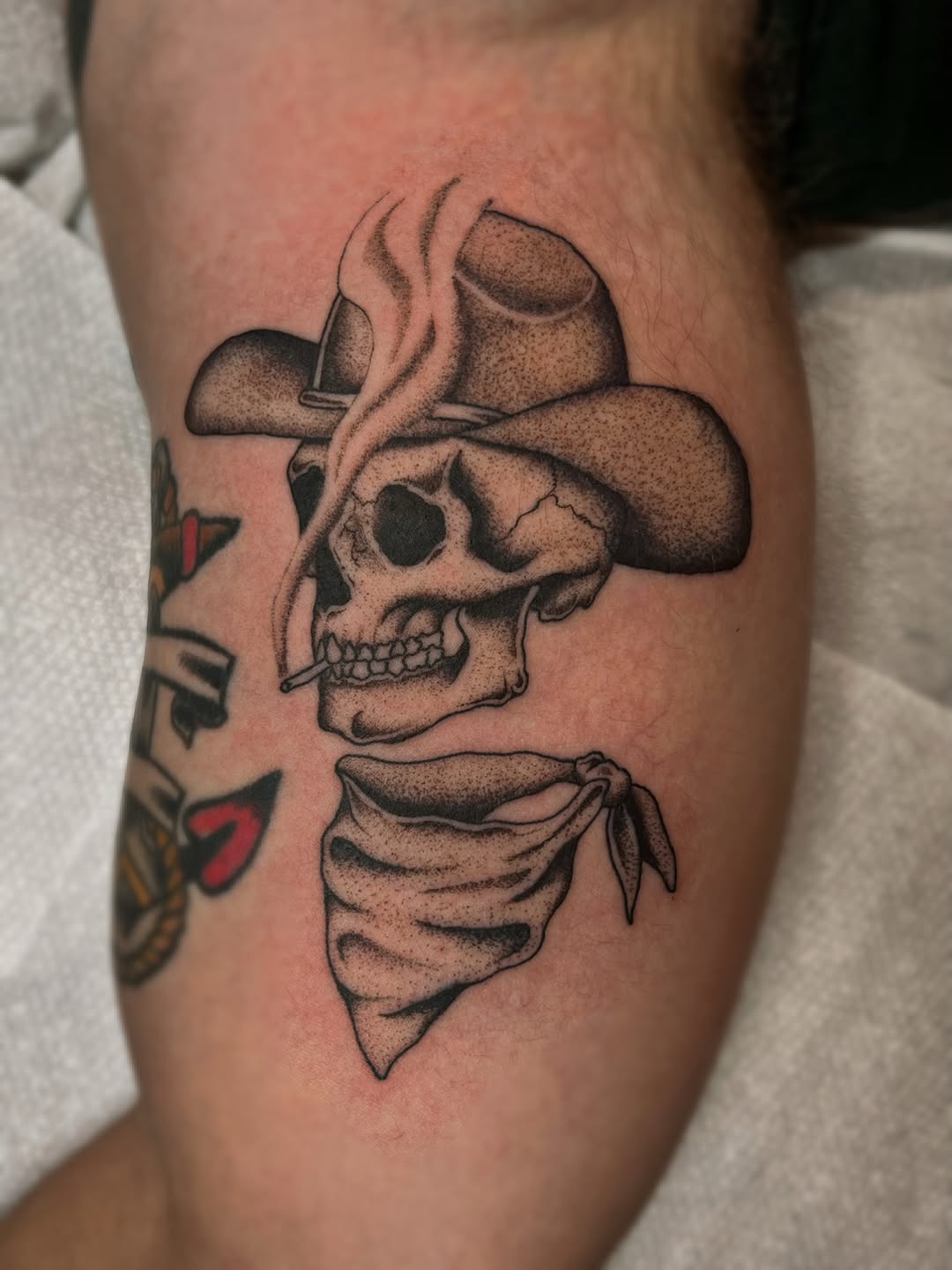 Tattoo by @goatnap — black_and_grey, dotwork