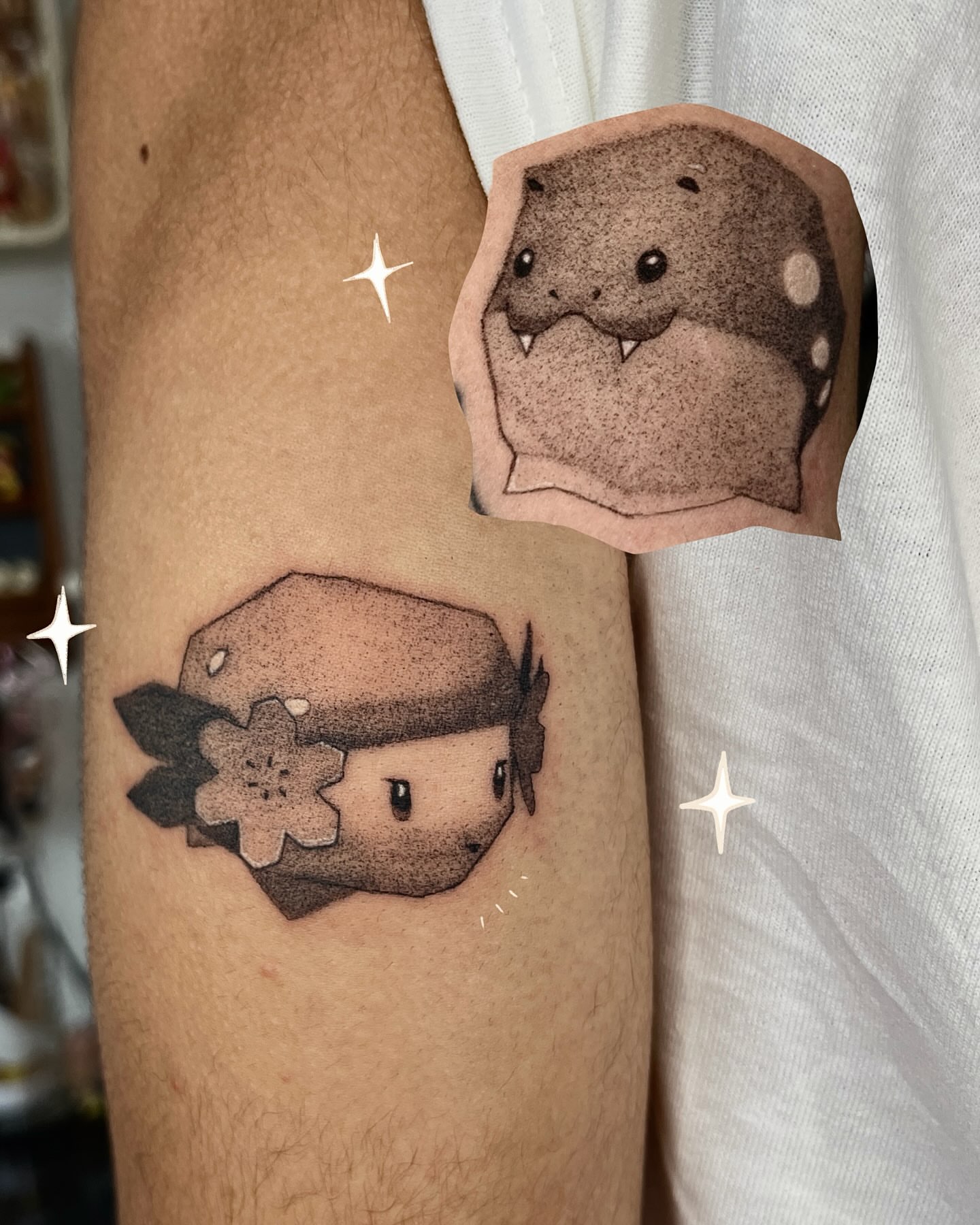 Tattoo by @capricornpokes — dotwork, black_and_grey