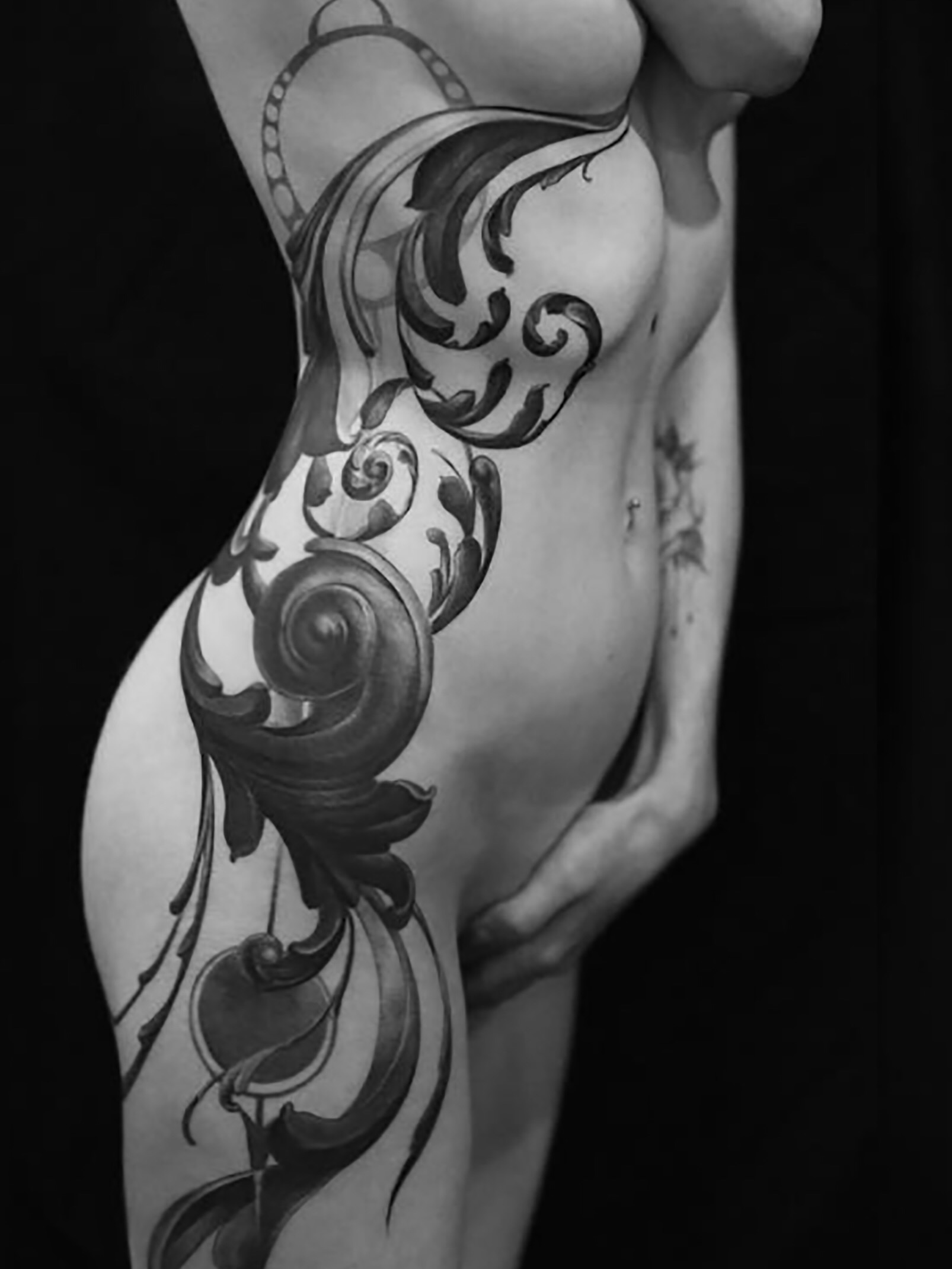 Tattoo by @dustinburtart — black_and_grey, ornamental