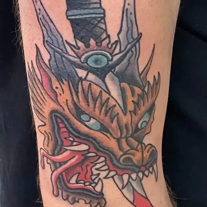 Tattoo by @melonmyerstattoos — american_traditional, dotwork