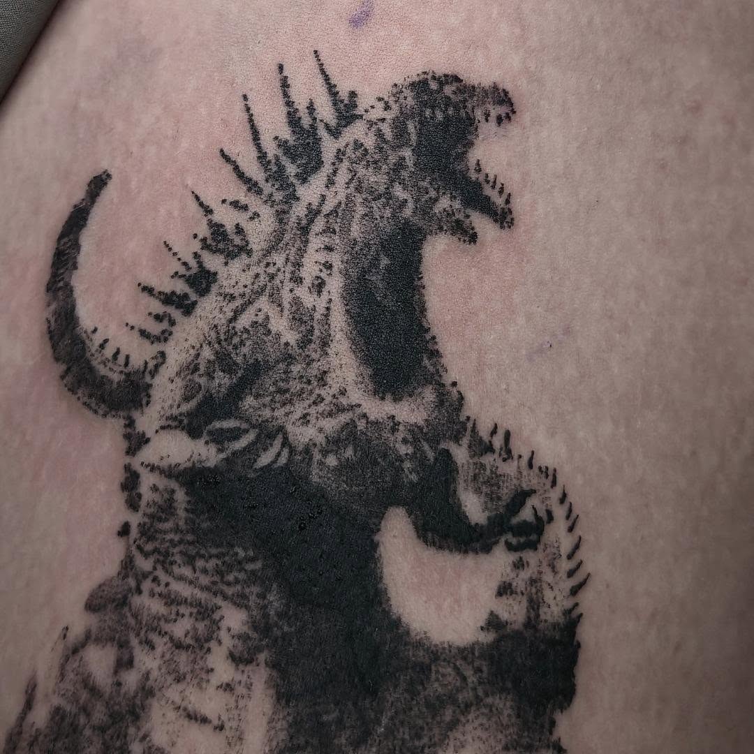 Monster dotwork tattoo on the forearm by ⚙️ 𝔄𝔞𝔯𝔬𝔫 𝔇. ⚙️