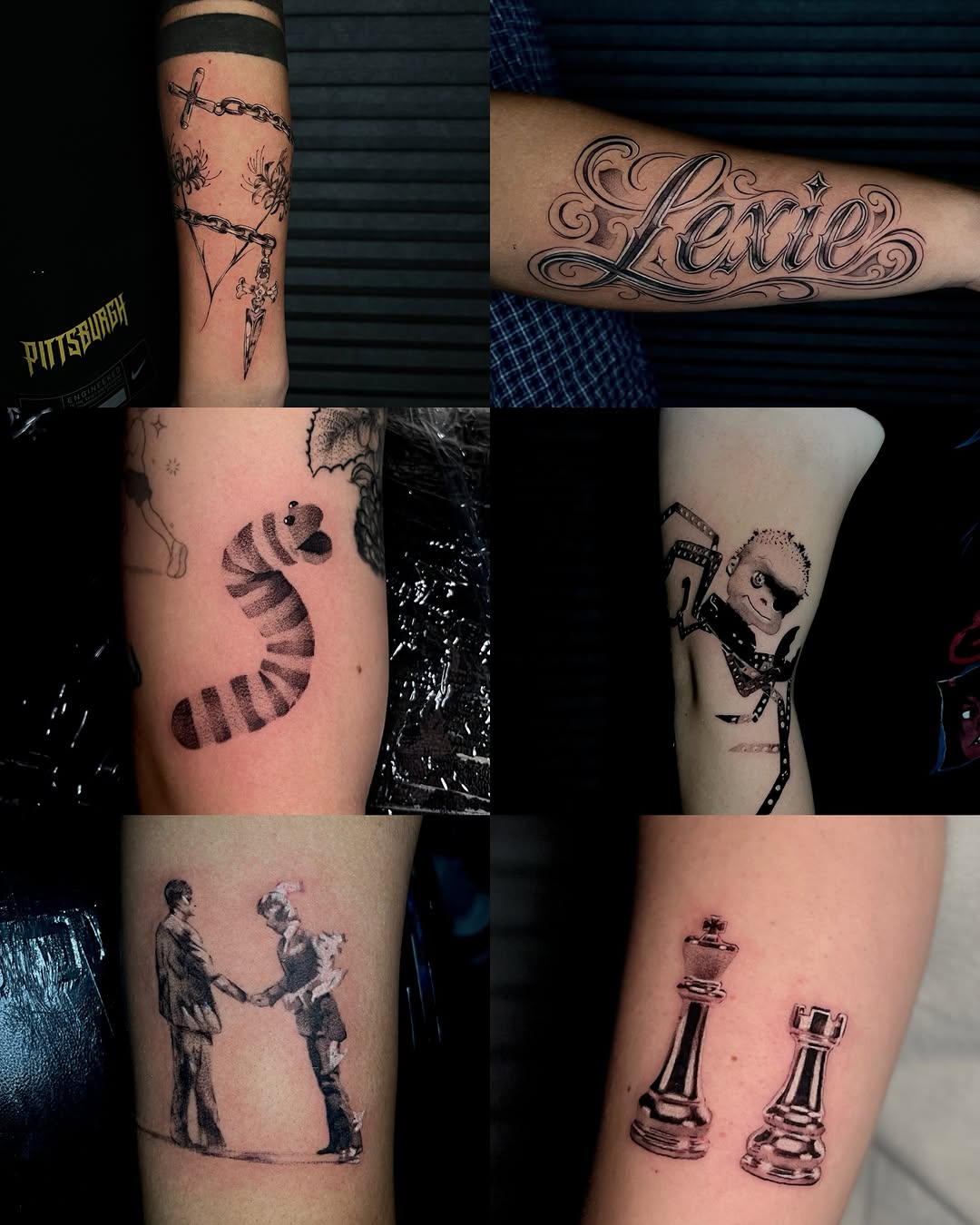 Script lettering sketch tattoo on the forearm by clarissa