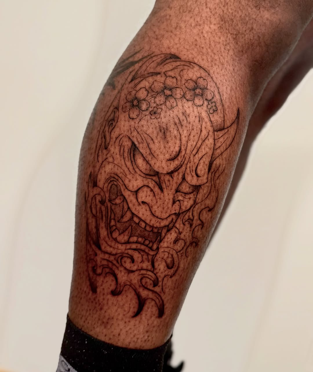 Japanese dragon dotwork tattoo on the forearm by Orca