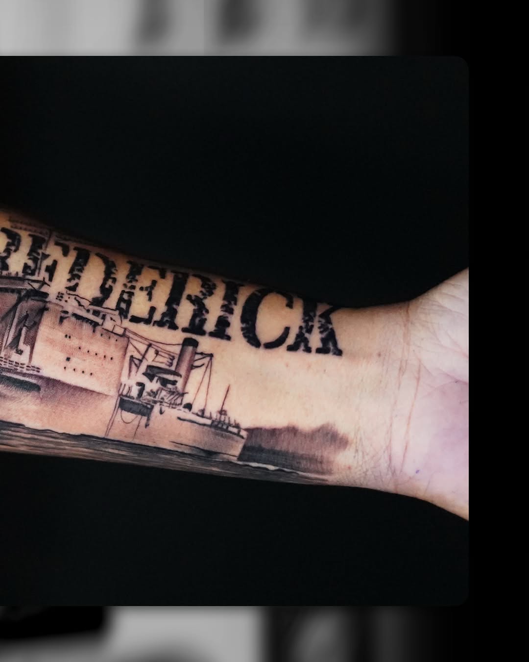 Tattoo by @heavyhitterbam — black_and_grey, lettering_script