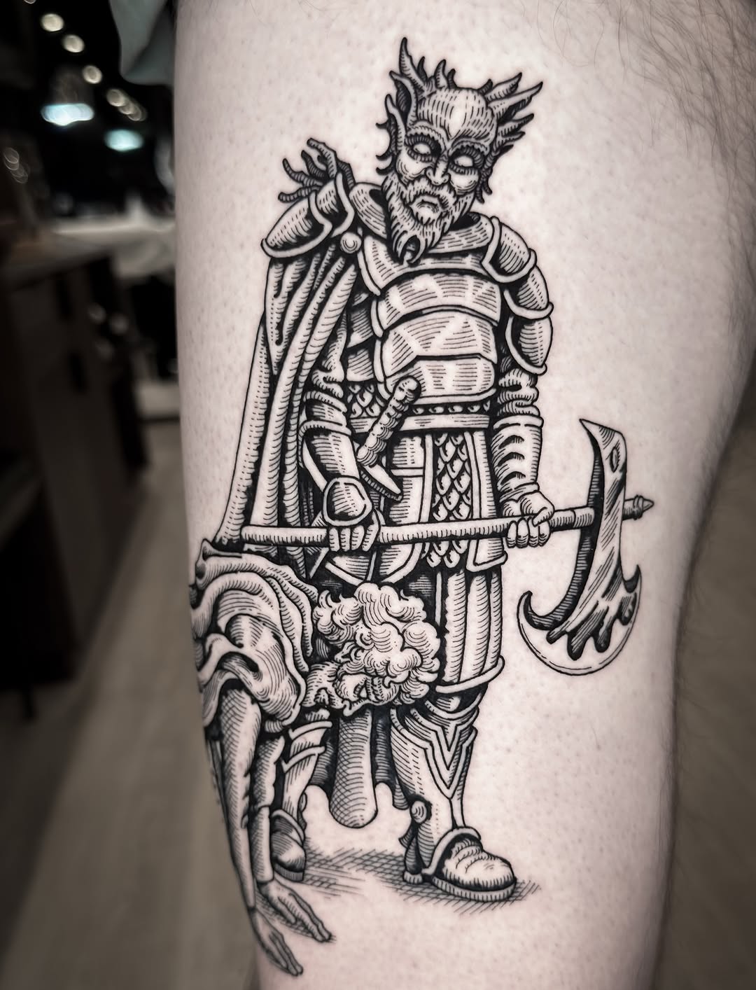 Tattoo by @dokk_vintage — black_and_grey, illustrative