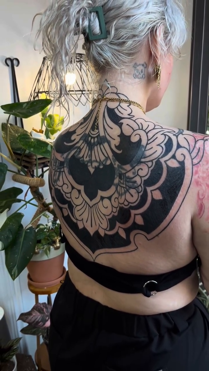 Tattoo by @lizkarntattoo — blackwork, ornamental