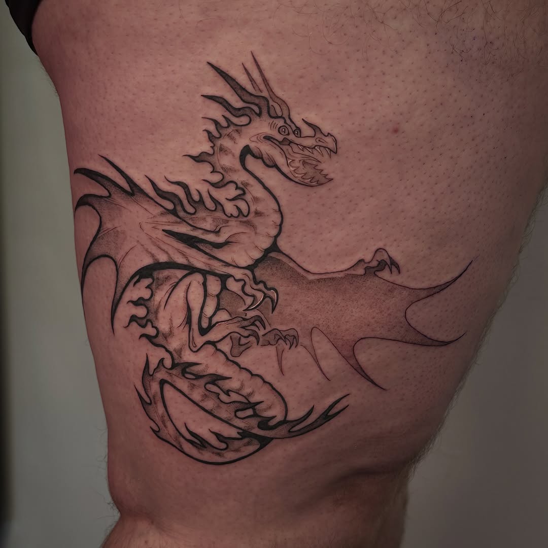Tattoo by @thetattoolizard — black_and_grey, japanese_irezumi