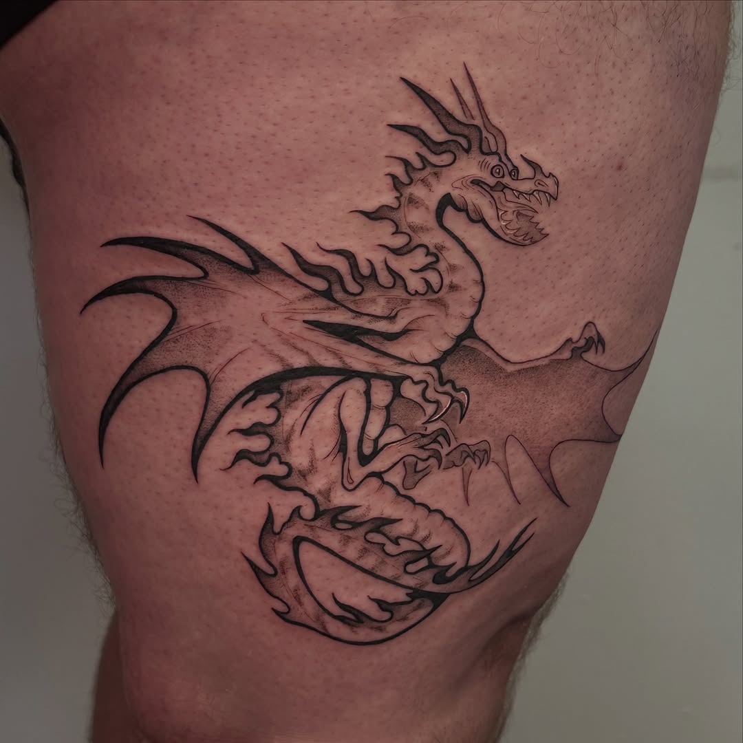 Tattoo by @thetattoolizard — black_and_grey, illustrative