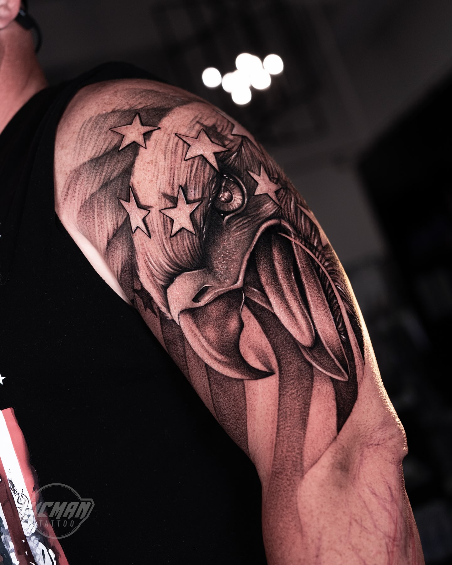 Tattoo by @vicmantattooartist — realism, black_and_grey
