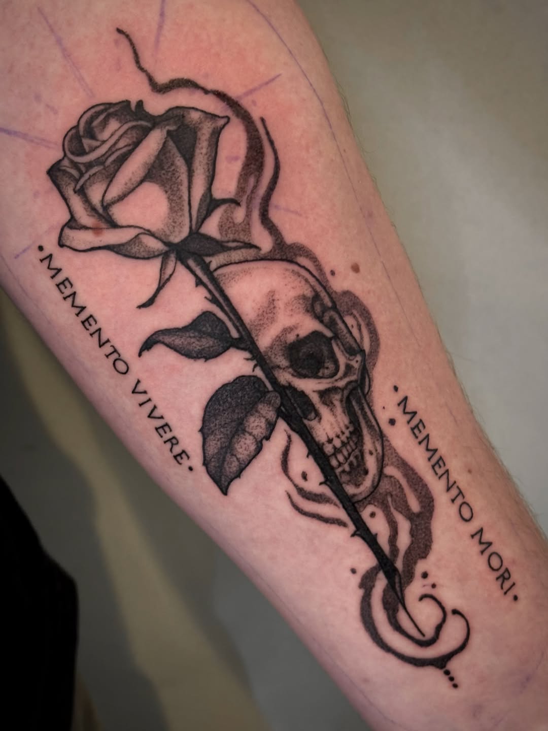 Tattoo by @tk.tattoos — black_and_grey, lettering_script