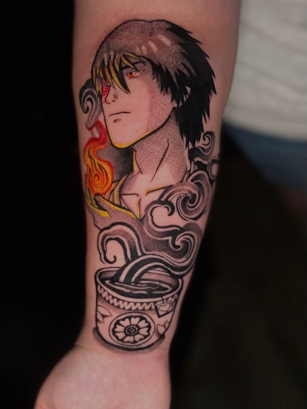 Tattoo by @strangecxncept — anime, dotwork