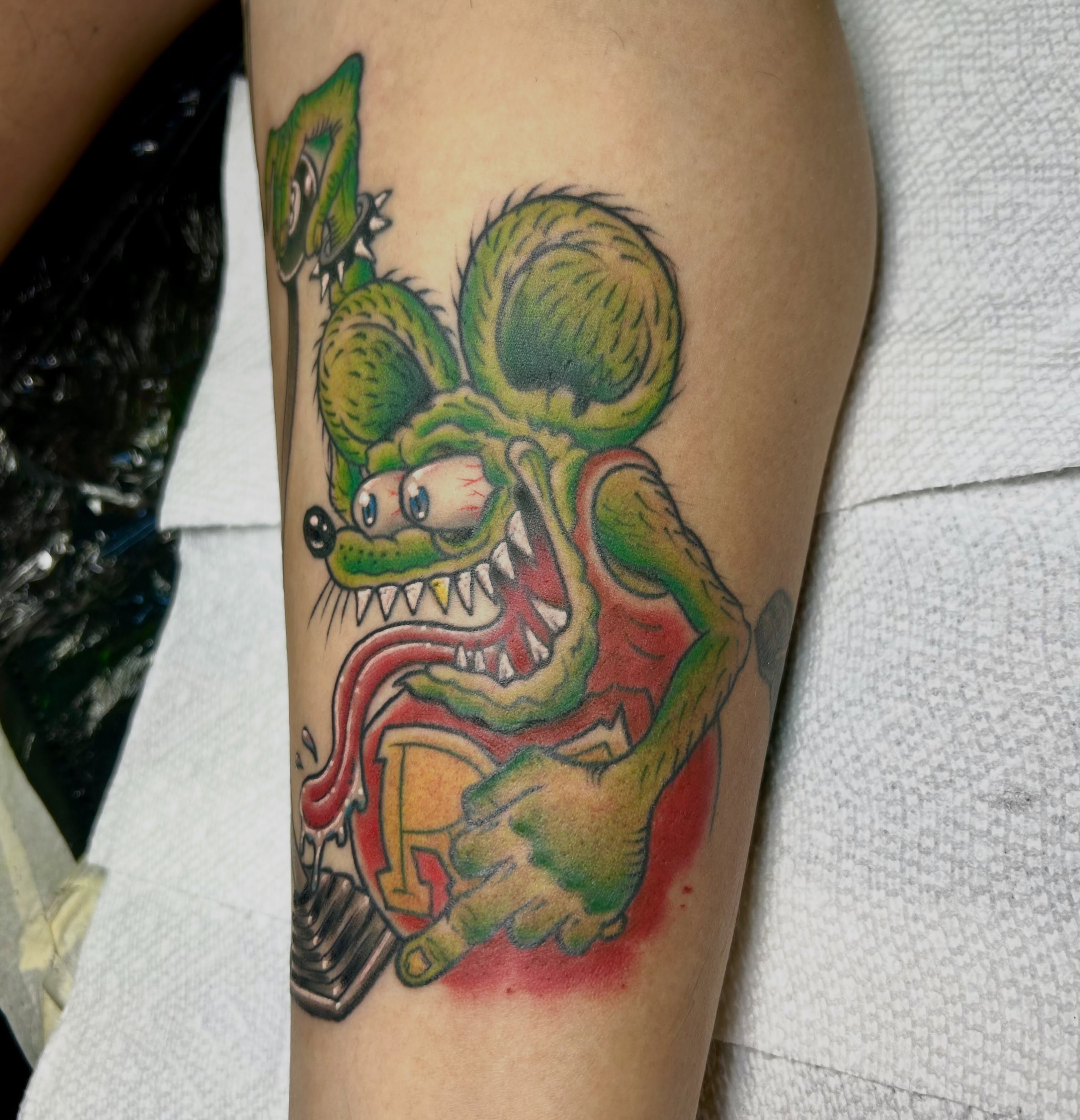 Monster new school tattoo on the forearm by darklord_666
