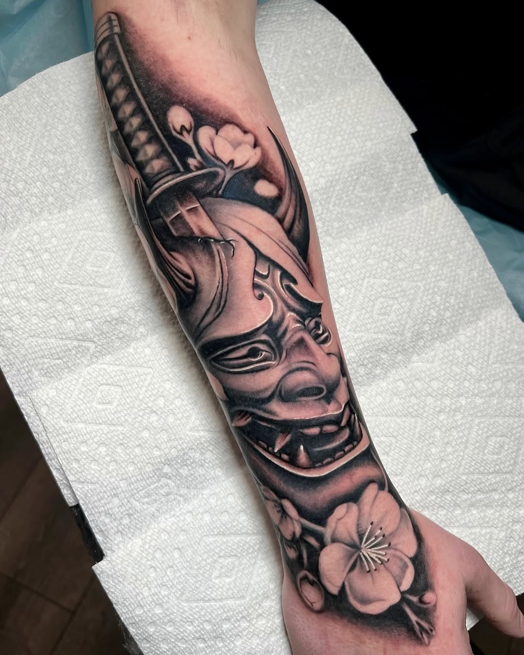Tattoo by @nickmtattoos โ japanese_irezumi, black_and_grey