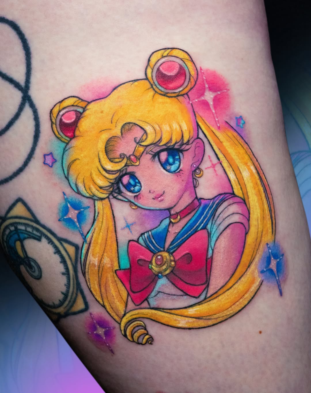 Sailor Moon anime tattoo on the thigh by 🖤 Xamy ∆rt (◍
