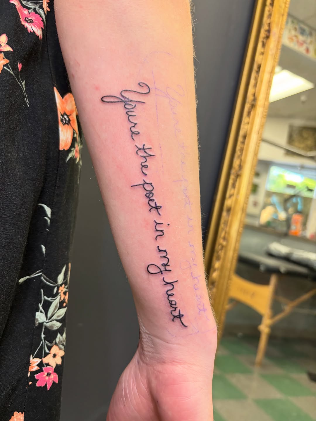 Tattoo by @noahbtattoos — lettering_script, fine_line