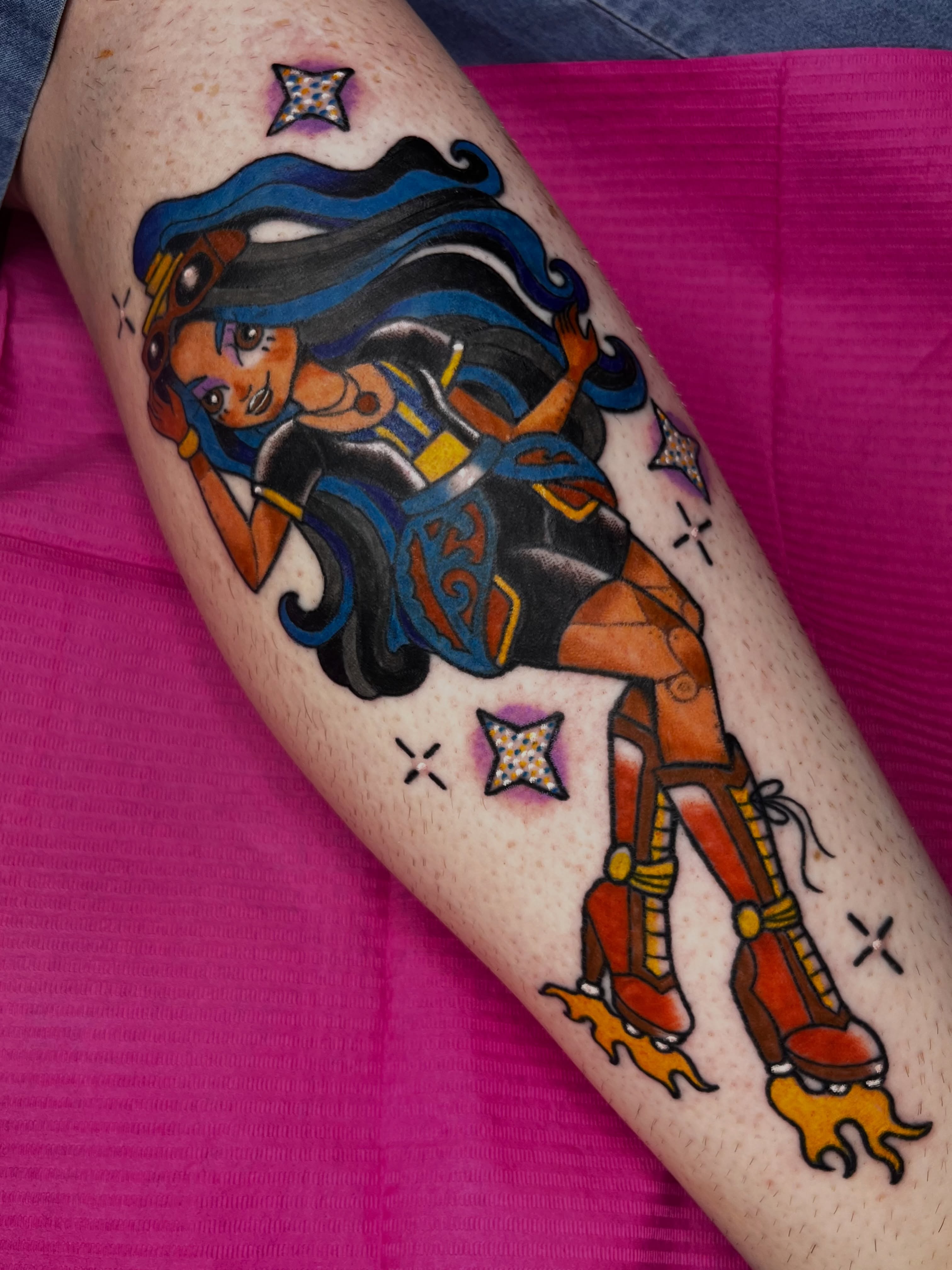 Anime character anime tattoo on the forearm by Cincinnati Tattoo Artist, Cincinnati