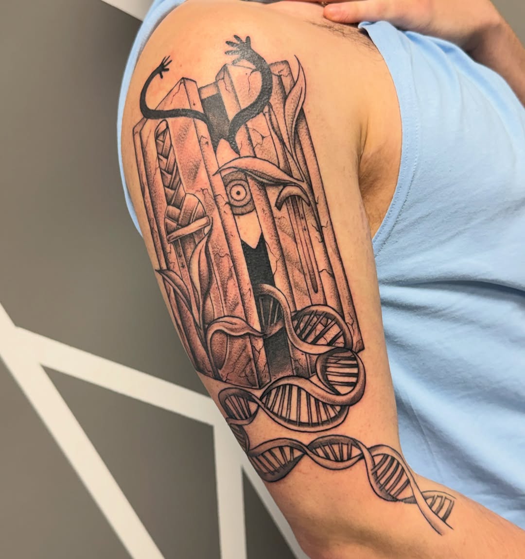 Tattoo by @ladystarktattoos — black_and_grey, realism