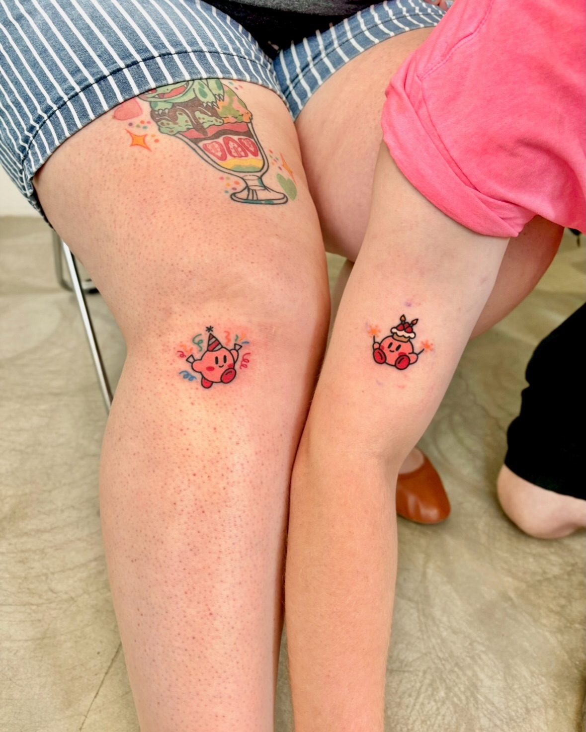 Kirby anime tattoo on the leg by XINAMON 🔥 시나몬