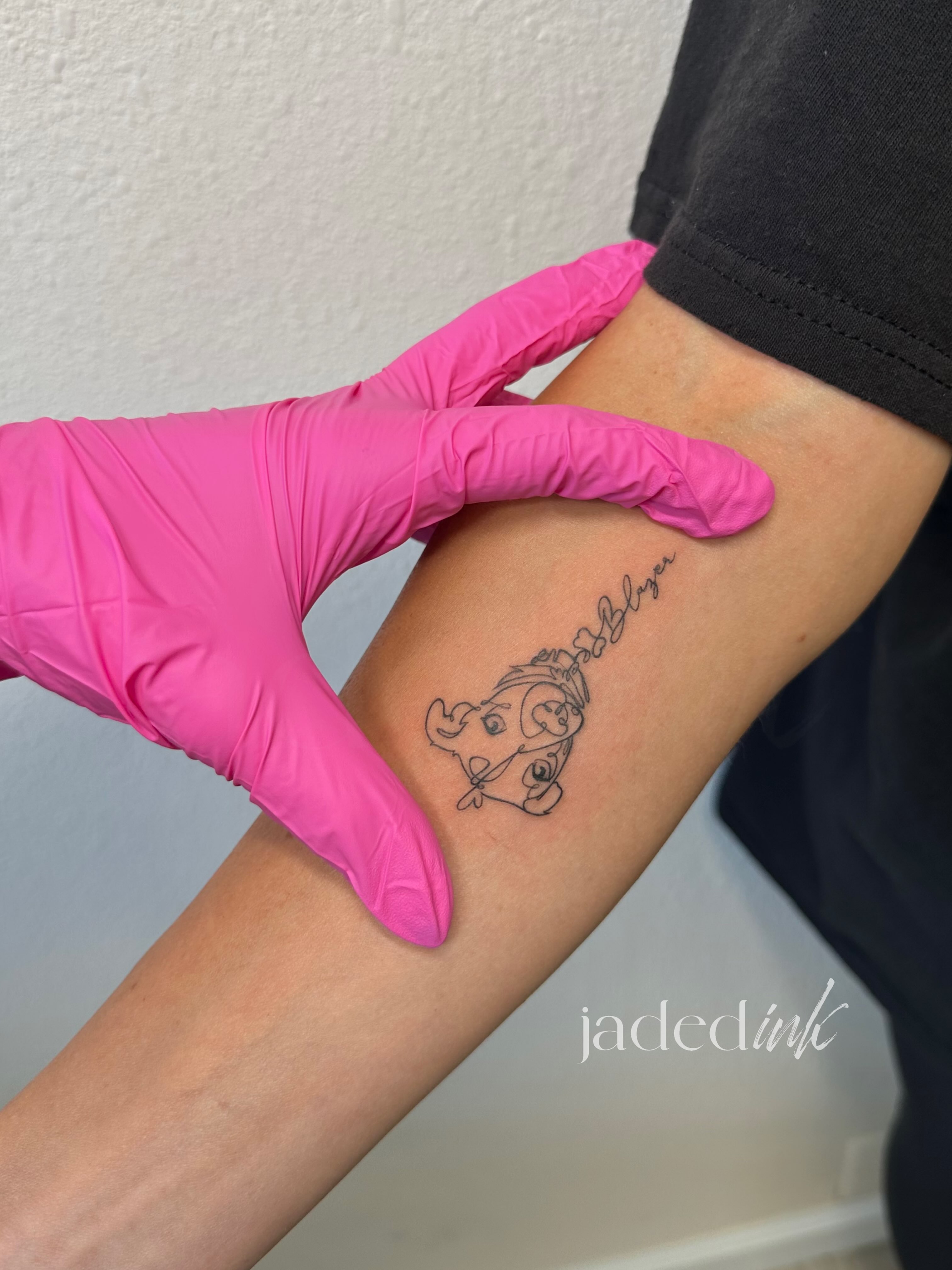 Cartoon character black and grey tattoo on the forearm by 𝑱𝒂𝒅𝒆𝒅 𝑰𝒏𝒌 𝑷𝒆𝒓𝒎𝒂𝒏𝒆𝒏𝒕 𝑴𝒂𝒌𝒆𝒖𝒑 & 𝑻𝒂𝒕𝒕𝒐𝒐