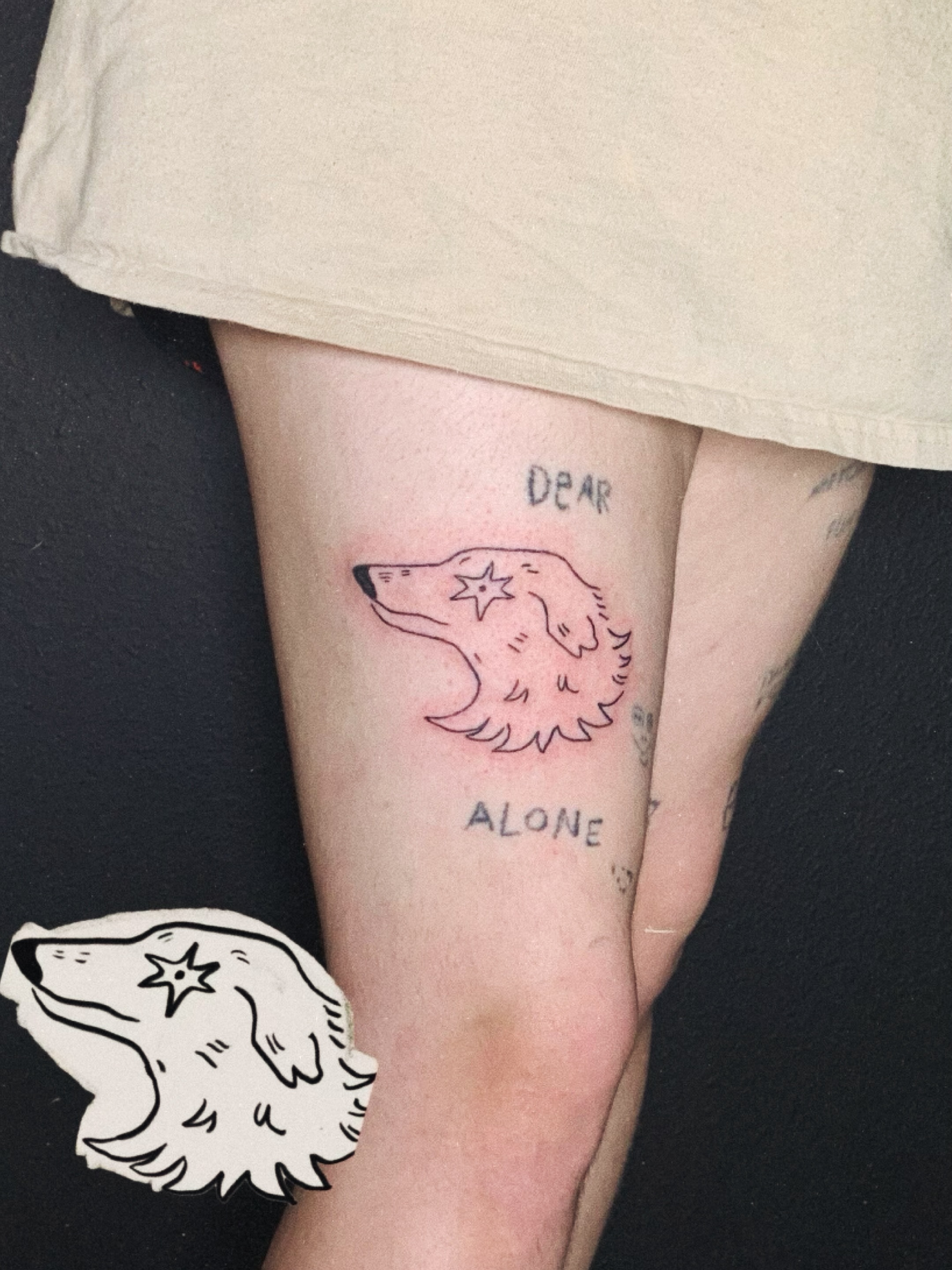 Wolf fine line tattoo on the forearm by charles